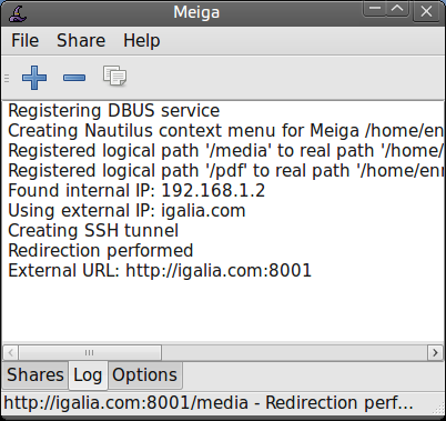 Meiga screenshot (log)